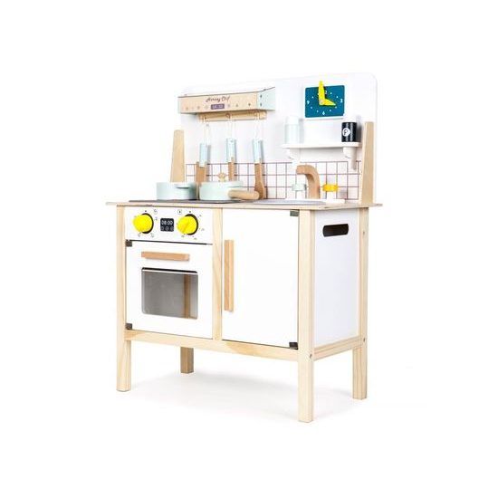 Ecotoys dětská dřevěná kuchyňka se zvuky a LED efekty Horney Chef