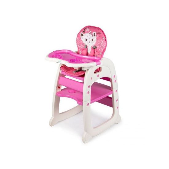 SMONTOVÁNO Ecotoys jídelní židlička 2v1 Kočička růžová