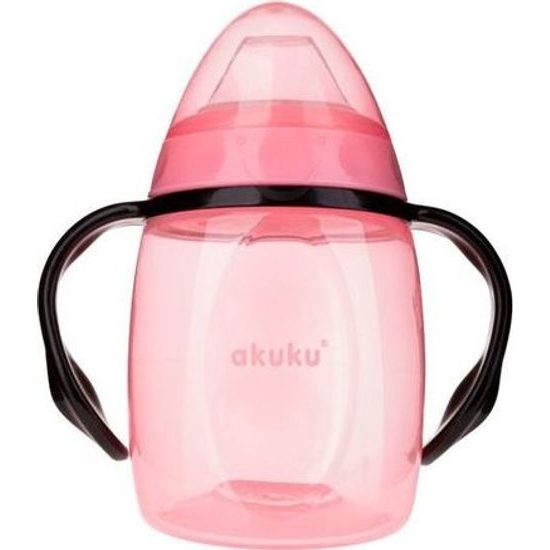 Hrníček nakloněný se silikonovým náustkem Akuku 280ml růžový