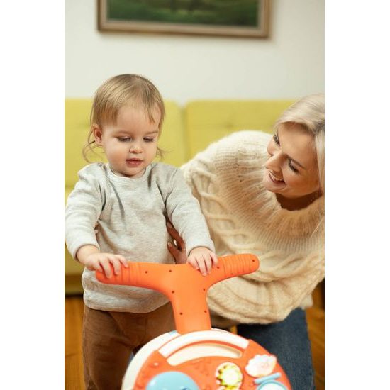 Odstrkovadlo a edukační stůl 2v1 Spark - šedá