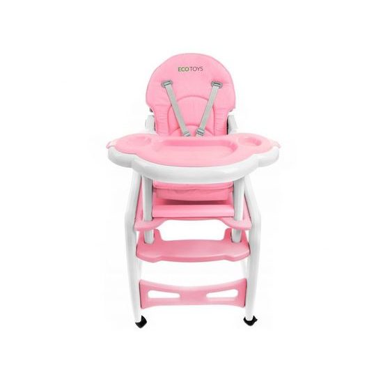 Ecotoys jídelní židlička s houpačkou 3v1 růžová