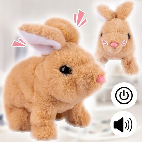 Interaktivní plyšový králíček v přepravce Plush Pet - hnědý