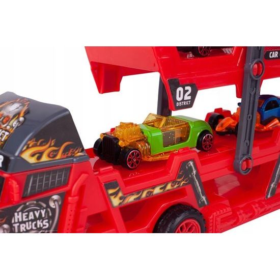 Odtahové auto s 8 autíčky a skluzavkou Heavy Truck červené