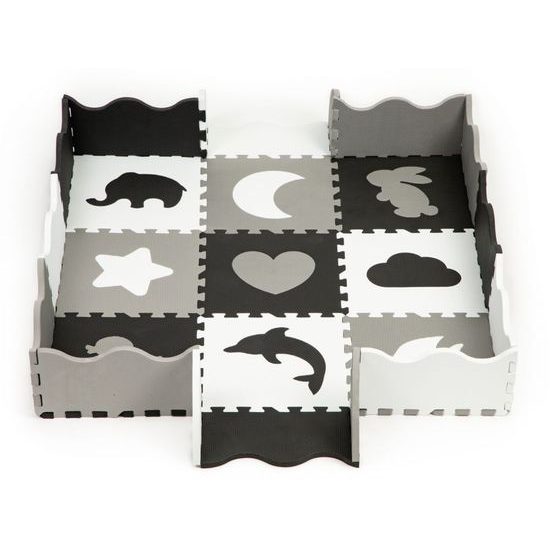 Ecotoys XXL pěnová puzzle hrací deka Happy Gray