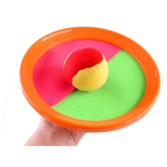 Hra Catch Ball set se 2 talířy a míčkem na suchý zip 20 cm