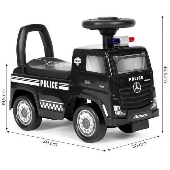 Dětské mini odrážedlo se zvuky Mercedes Actros - černé