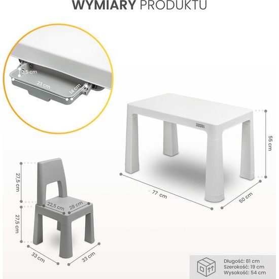 Dětský stůl Monti + 2 židle růžový