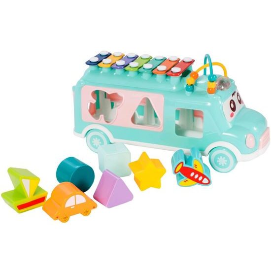 Interaktivní hrající autíčko s cimbálkami Happy Bus modré