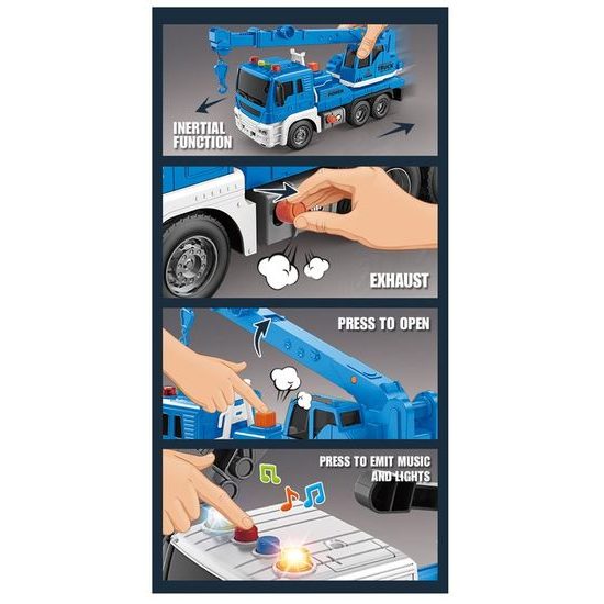 Autojeřáb se světlem a zvukem City Truck 1:16 - modrý
