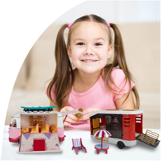 Autobus pro panenky s přívěsem a příslušenstvím Fashion Car