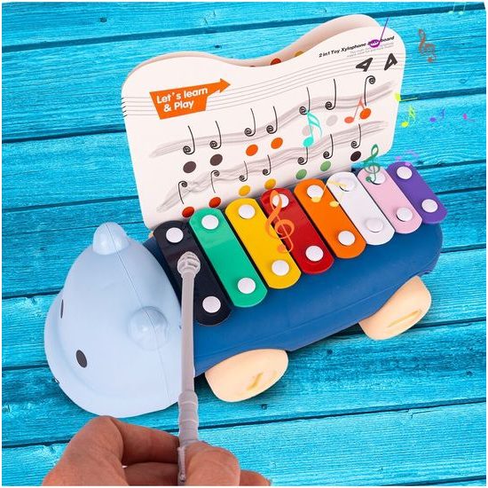 Dětské cimbálky 2v1 s kolečky Hrošík