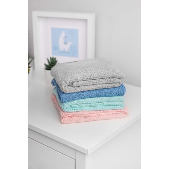 Sensillo Dětská pletená bambusová deka do kočárku 100x80 cm šedá