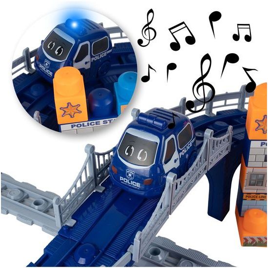 Policajná vláčikodráha so svetlom a zvukom Police Trail 65 súčasťí