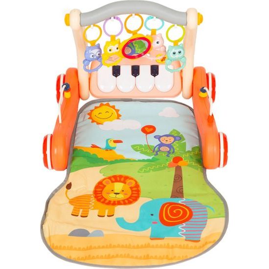 Haunger chodítko 2v1 s hrací dekou a piankem Rack Walker - oranžové