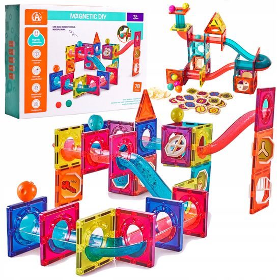 Doris magnetická stavebnice se skluzavkou DIY Magnetic 78 dílů