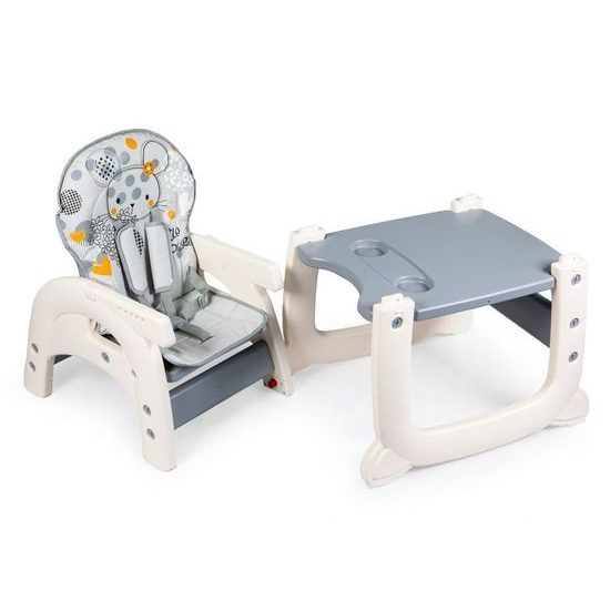 ROZBALENO Ecotoys jídelní židlička 2v1 Myška šedá