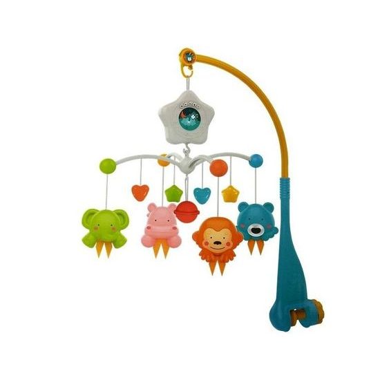 Haunger kolotoč nad postieľku s projektorom Space Travel modrý