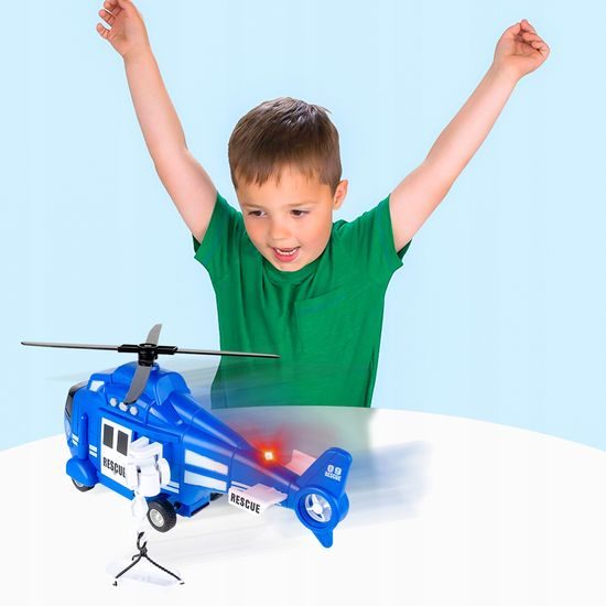 Interaktivní helikoptéra se světly a zvuky City Rescue 1:16 modrá