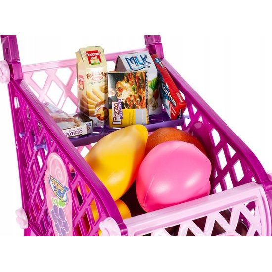 Dětský nákupní košík s příslušenstvím Funny Chart růžový