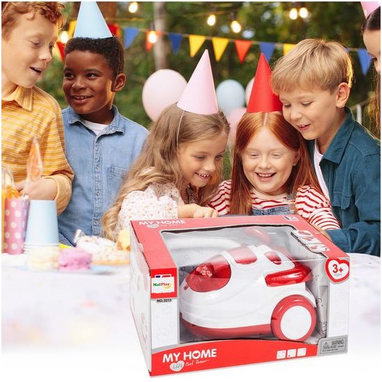 Dětský vysavač na baterie se světlem My Home červený