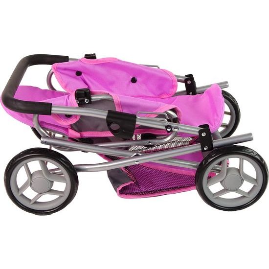 Kočárek pro panenky Alice 9346D kombinovaný šedo-růžový