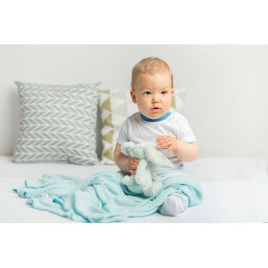Sensillo Dětská pletená bambusová deka do kočárku 100x80 cm šedá
