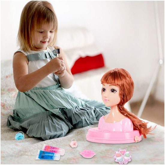 Česací hlava pro holčičky s příslušenstvím MakeUp Stylist