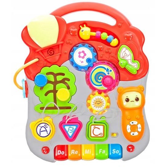 Doris interaktivní chodítko s hracím stolečkem 2v1 světle modré