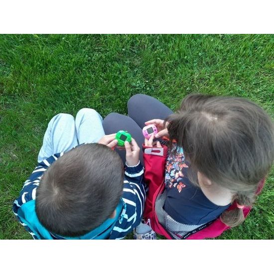 Zvířátko elektronické - přívěsek se šňůrkou - mix 3 barvy