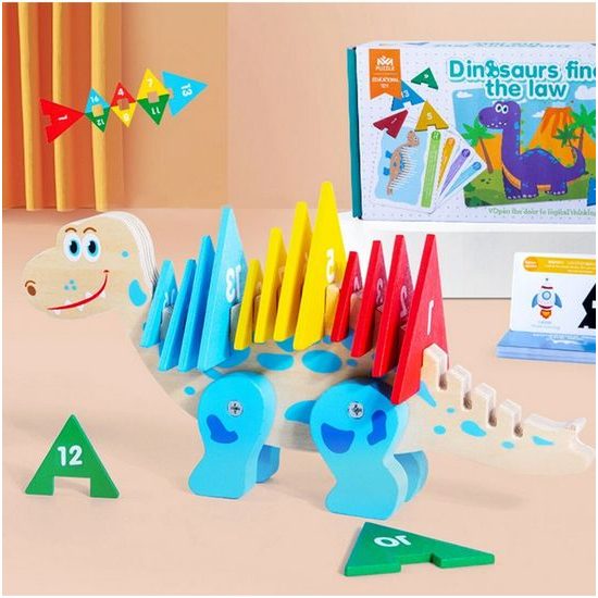 Dřevěná ukládačka pro děti Dinosaurus