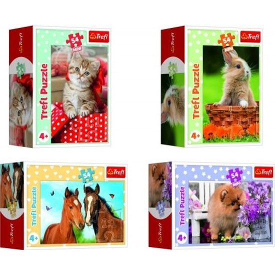 Minipuzzle 54 dílků Zvířátka - mláďata - mix 4 druhy