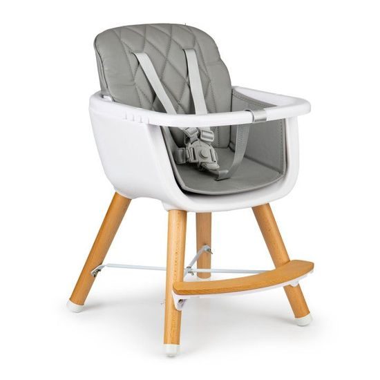 Ecotoys dřevěná jídelní židlička C220 2v1 šedá