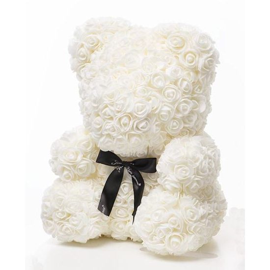Medvídek z růží bílý Rose Bear 40 cm