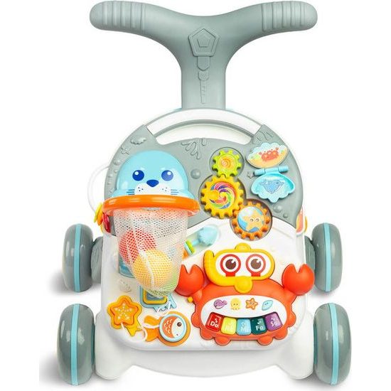 Odstrkovadlo a edukační stůl 2v1 Spark - šedá