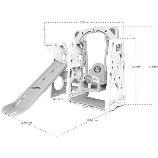 Zahradní skluzavka s houpačkou 3v1 světlé modrá