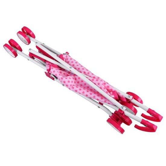 Golfový kočárek pro panenky Alice růžový s květinkami