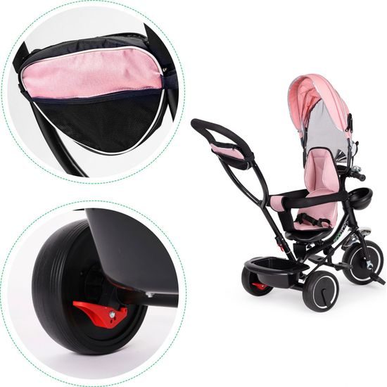 Ecotoys dětská tříkolka s otočným sedadlem Trike 2v1 růžová