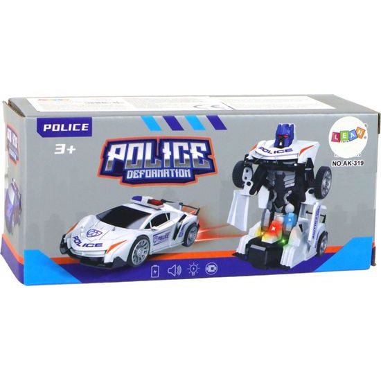 Policejní robotické auto 2v1 bílé