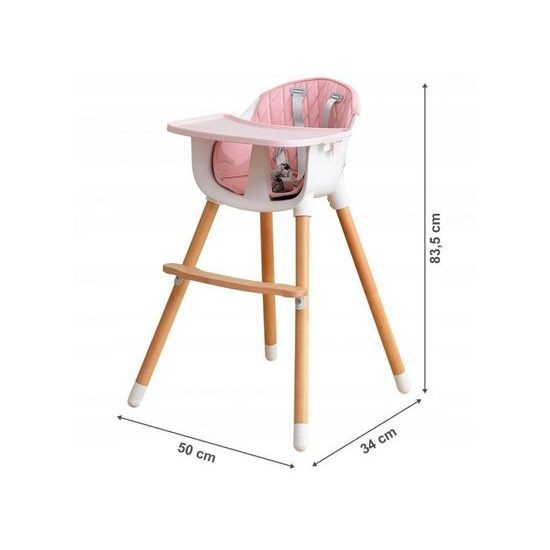 Ecotoys dřevěná jídelní židlička 2v1 růžová