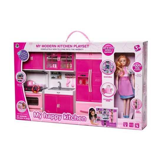 Detská kuchynka so zvukmi a svetlami Happy Kitchen + bábika