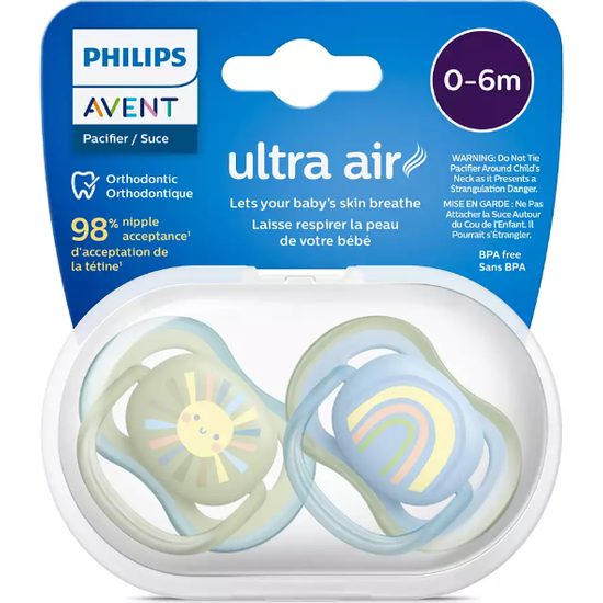 Philips Avent ultra air Dudlík pro novorozence 0-6m slunce/duha