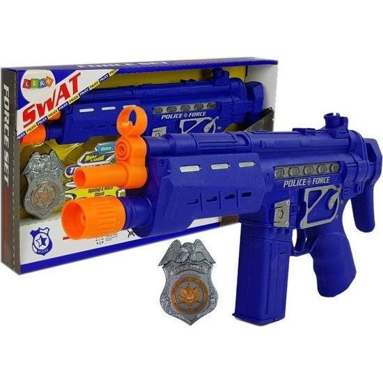 Dětská policejní pistole s odznakem 37cm modrá