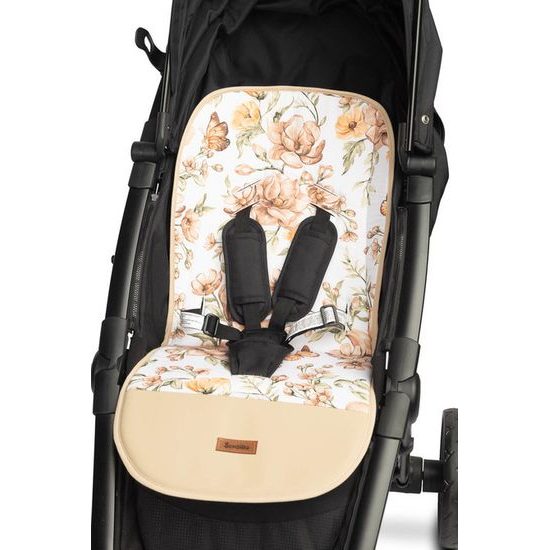 Vložka do kočárku Velvet - béžová s květy