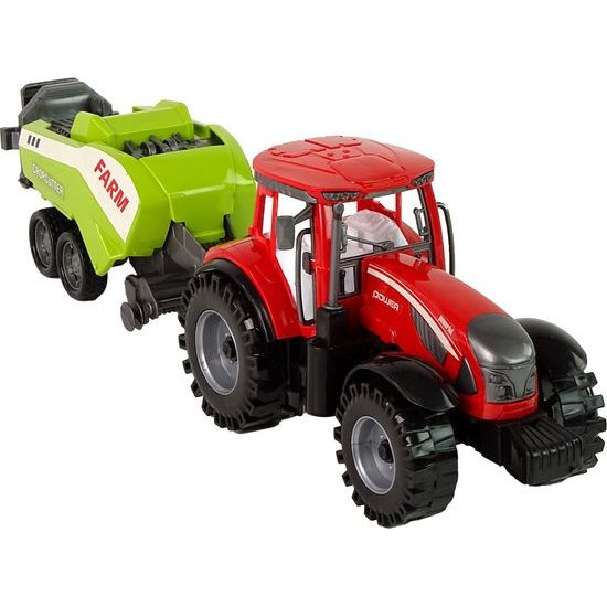 Traktor se secím strojem červeno-zelený