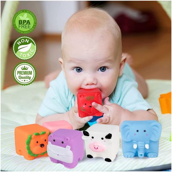 Senzorické kostky se zvířátky pro nejmenší Bath Toys 6 kusů