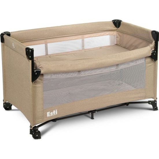 Dětská cestovní postýlka CARETERO ESTI se stahovací bočnicí brown