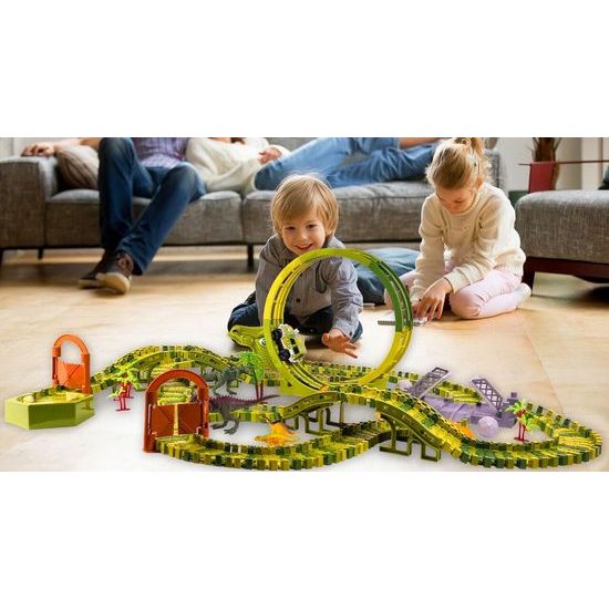 Autodráha s autíčkem na baterii a dinosaury 324 dílků Dino Track