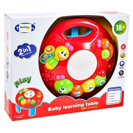 Edukační stoleček s piankem a zvuky 2v1 Housenka