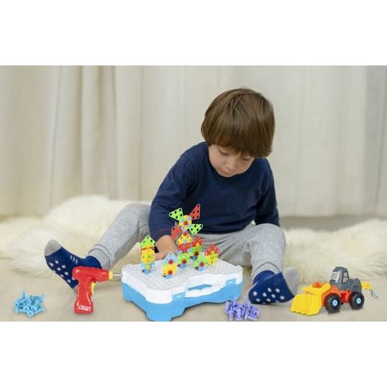 Konstrukční 3D stavebnice s vrtačkou na baterie a autíčky Magic Panel 325 ks