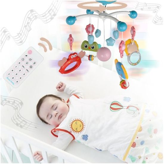 Kolotoč nad postýlku s projektorem a dálkovým ovládáním Music Mobile modrý